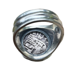 Private collection Spanish cob - 1 Reales - Sterling Silver ring with 18K coin bezel