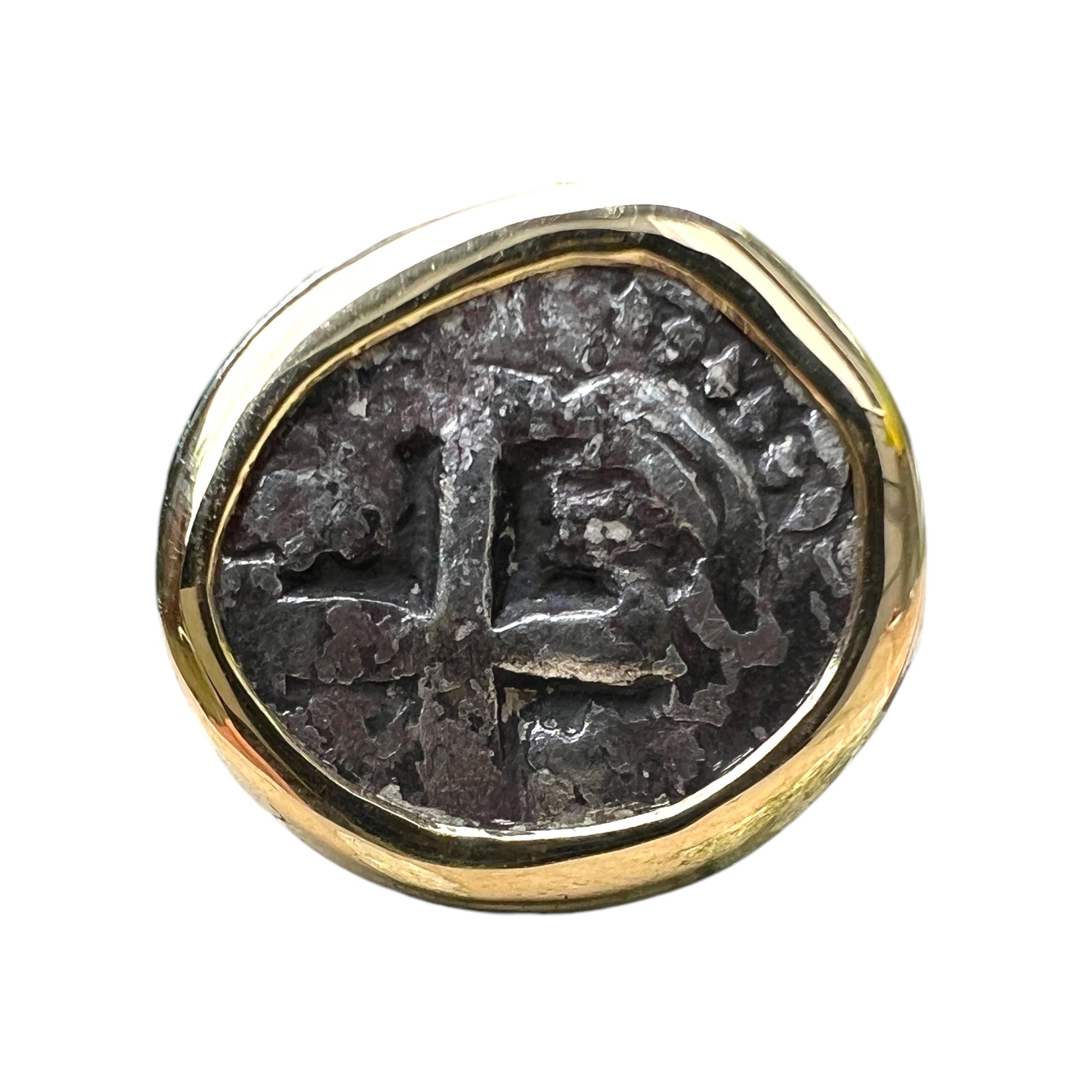 Authentic Spanish Cob - 1 Reales - Custom Sterling Silver ring with 18K bezel