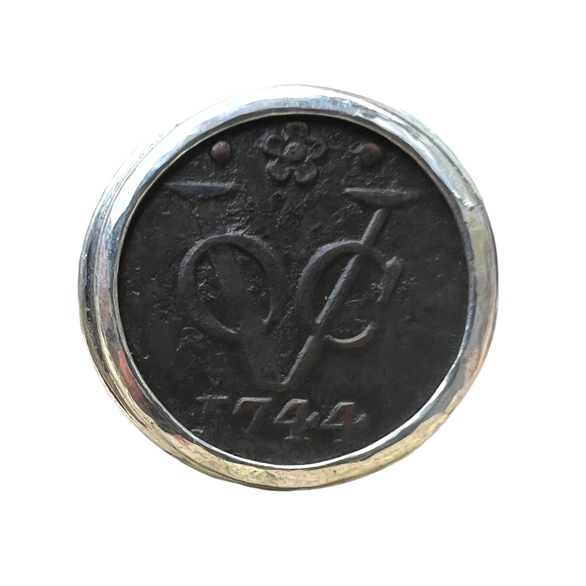 Dutch VOC Copper Duit - "New York Penny" - Sterling Silver Ring