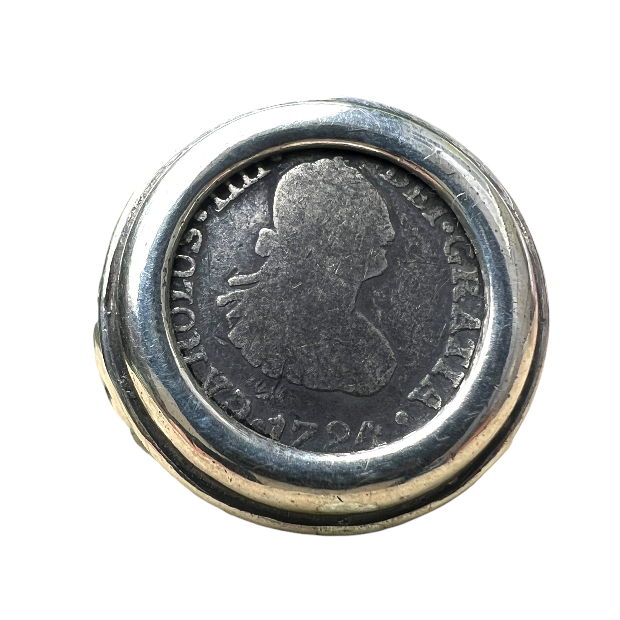 Authentic Spanish Cob - 1/2 Reales - Dated 1794 - Sterling Silver ring