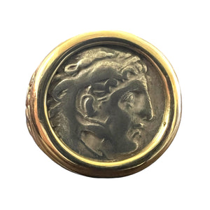 Ancient Greece - Alexander The Great - AR Drachm - 14K Gold Ring - Circa (323-317) BCE