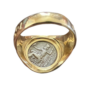 Ancient Greece - Alexander The Great - AR Drachm - 14K Gold Ring - Circa (323-317) BCE