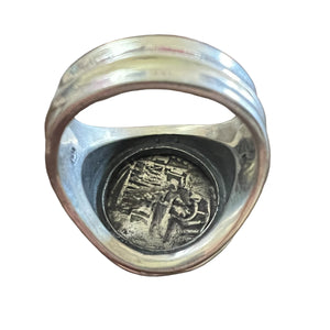 Private collection Spanish Cob - 1 Reales - Sterling Silver ring with 18K coin bezel