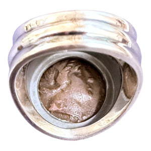 Ancient Greek - Ancient Bronze Coin - Kyme (Amazon Legend) - Sterling Silver Ring - Size 10
