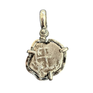 Private collection Spanish cob - 1/2 Reale - Sterling Silver Mount