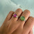 14k Green tourmaline (2.8cts) with Parti Sapphires ring