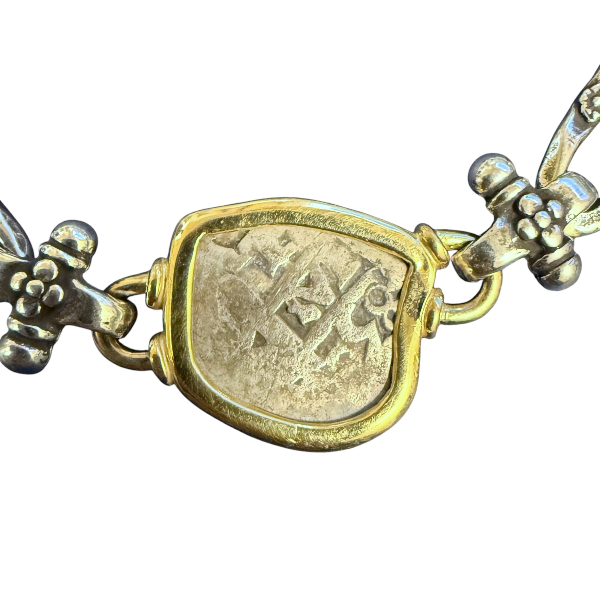 Authentic Spanish Cob - 1 Reales - Sterling Silver Bracelet w/ 18k Bezel -