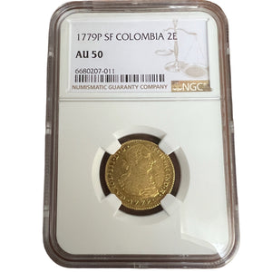 Spanish Gold 2 Escudos - Dated 1779 - Mint: Popayan, Columbia