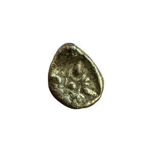IONIA, Miletos. Late 6th-early 5th century BC. AR Hemihekte - Obol (10 mm, 1.24 g.). Forepart of lion right, head reverted / Stellate pat...