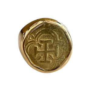Spainish gold coin - 2 Escudos - Presented in a 18K gold ring