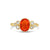 Fire Opal Ring with diamond clusters in 14k gold