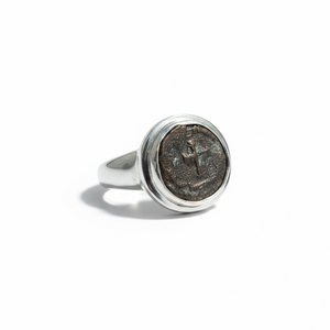 Ancient Roman - AE Bronze - Theodosius II - Circa (402-450) CE - Sterling Silver Ring