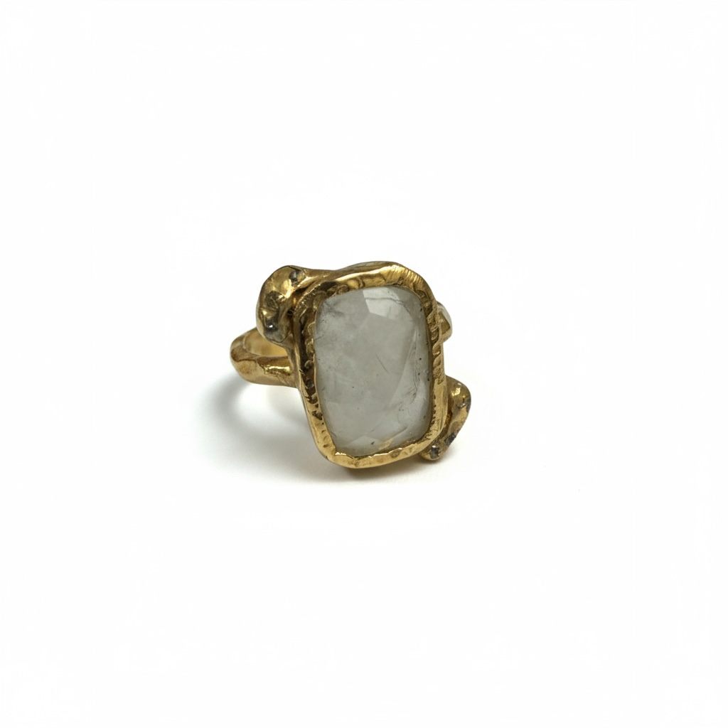 Glacier Ring - 14k Gold w/ Aquamarine & Rough Diamonds