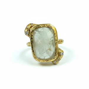 Glacier Ring - 14k Gold w/ Aquamarine & Rough Diamonds