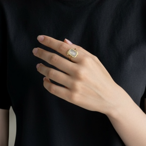 Glacier Ring - 14k Gold w/ Aquamarine & Rough Diamonds