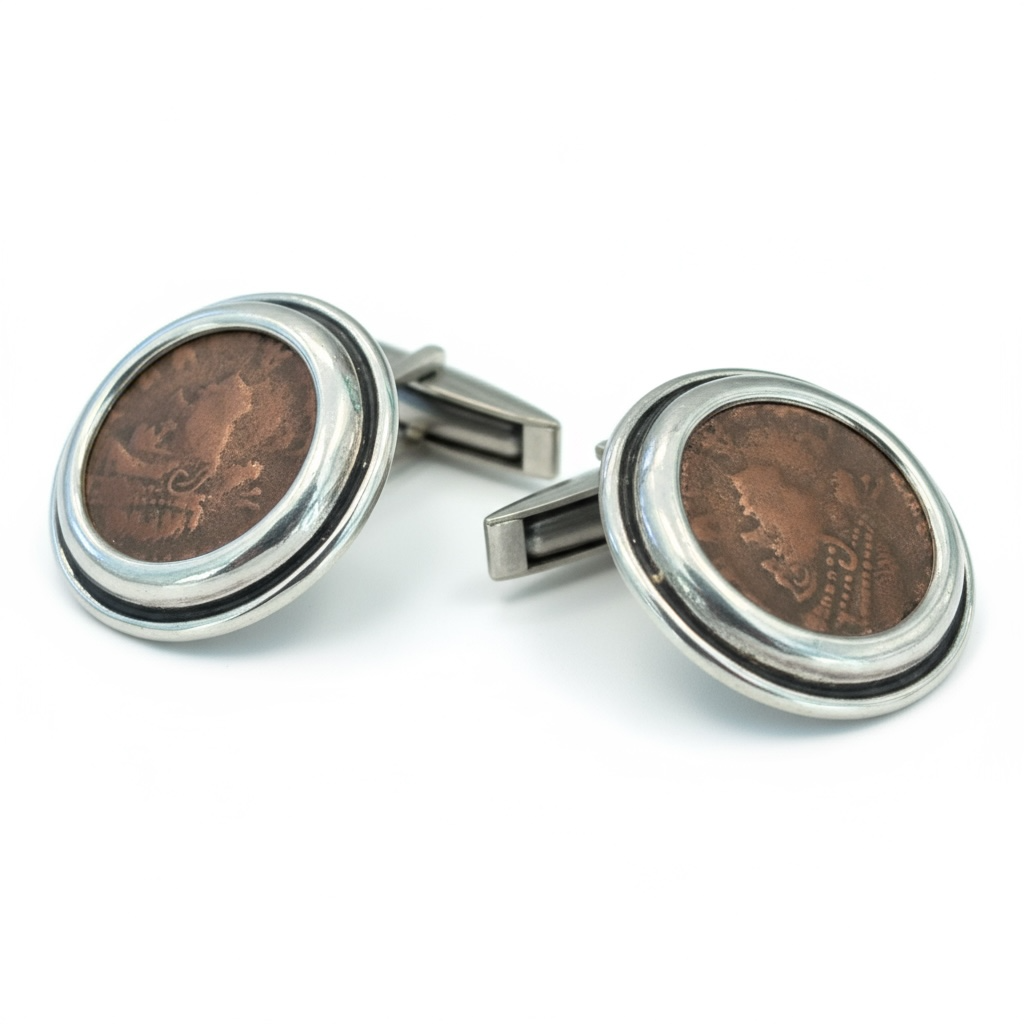 Roman Bronze - AE Bronze - Sterling Silver cuff links