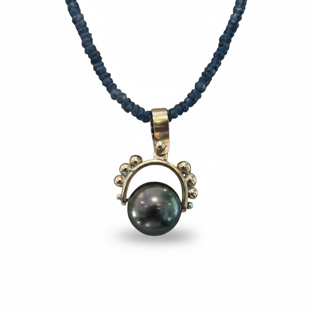 Tahitian Pearl Necklace - Presented in a Custom 14K beaded frame.