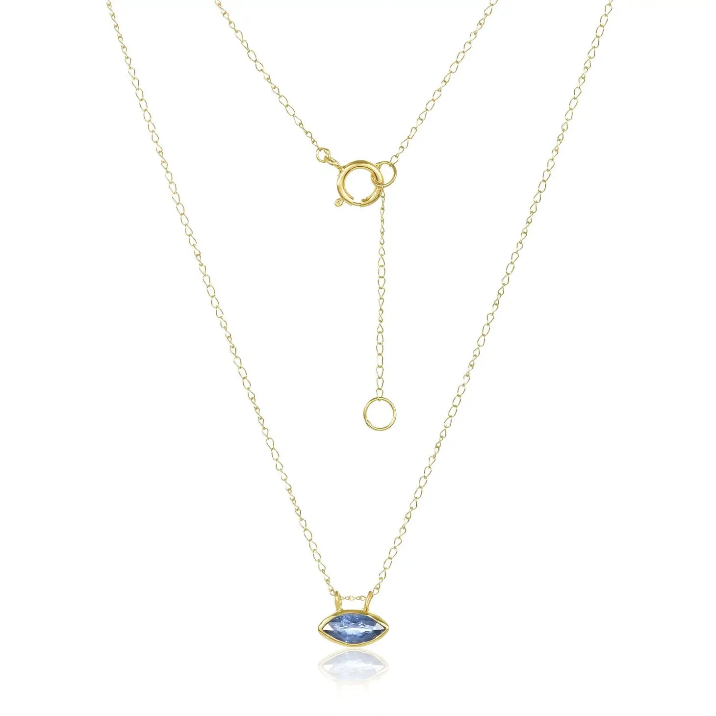 Peekaboo Sapphire Necklace - 14Kt Cable Chain included