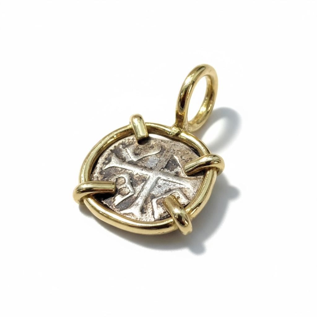 Ancient Hungarian - AR Denar - Sigismund of Luxembourg - Presented in 14K gold pendant.