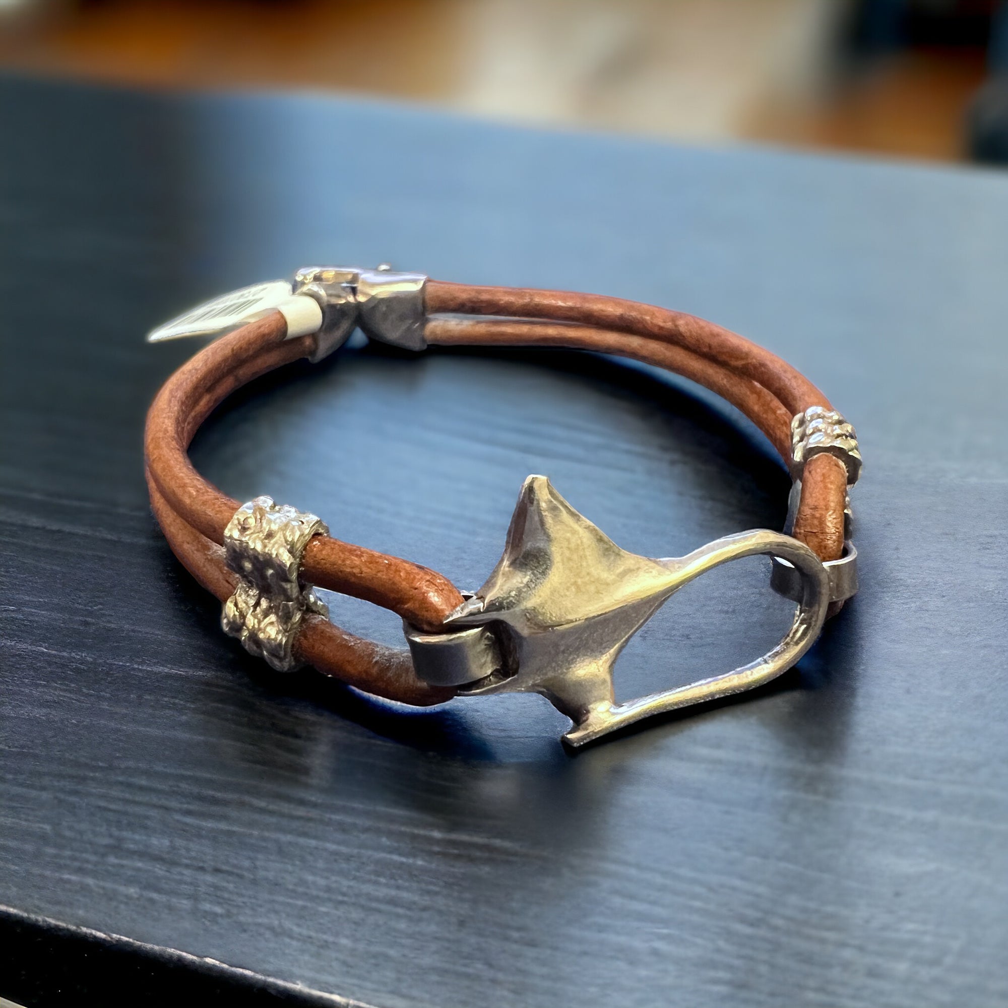 Sting Wray - Key West Nautical Bracelet - Hand-cast silver charms on leather bracelet