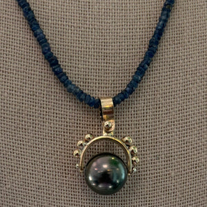 Tahitian Pearl Necklace - Presented in a Custom 14K beaded frame.