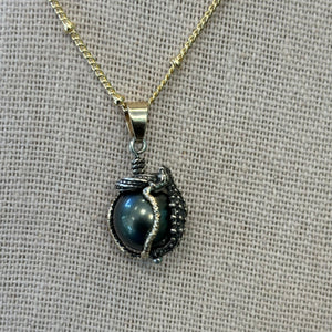 Tahitian Pearl Necklace - Presented in a Custom Sterling silver seahorse with 14K accent