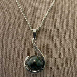 Tahitian Pearl Necklace - Presented in a Custom Sterling Silver Fish Hook.