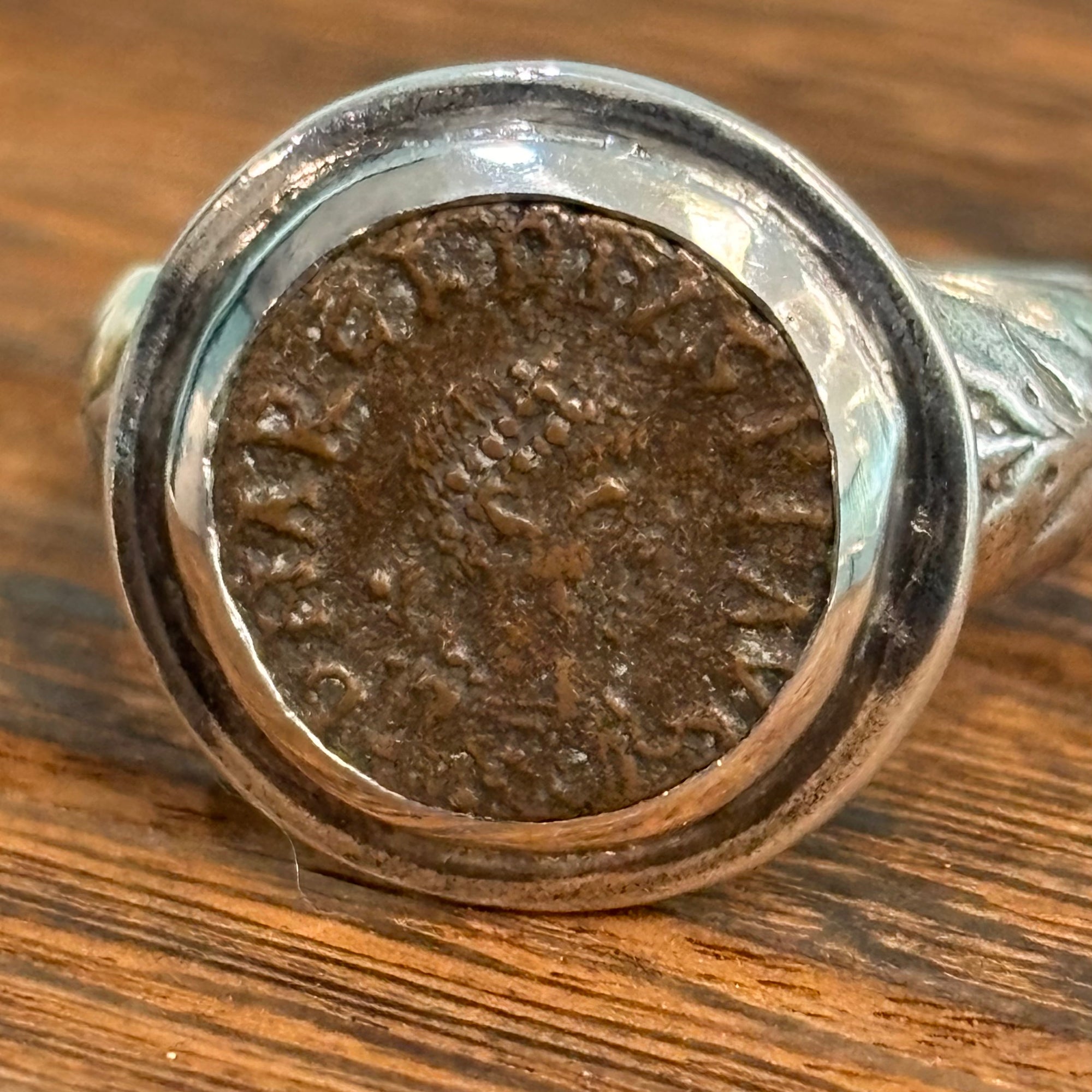 Ancient Roman - AE Bronze - Circa 200-400 CE - Sterling silver ring