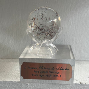 Atocha 1622 Shipwreck - Atocha Copper shaving in a Hand-Blown Glass Orb / Paper weight