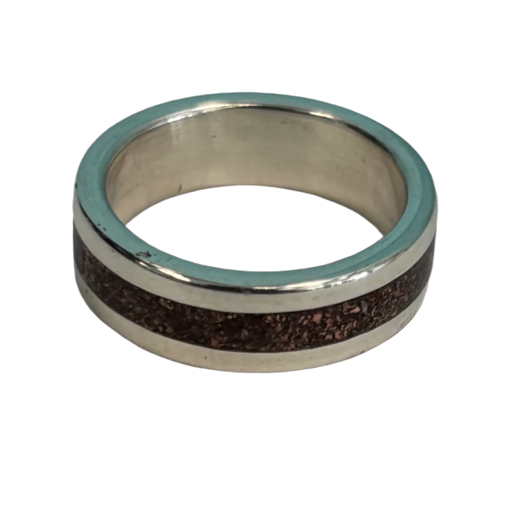 Custom Ring created with pure Atocha Silver (from an Atocha Silver bar) with Atocha Copper Inlay.