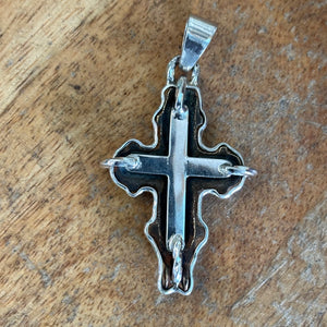 Bronze Reliquary Crucifix - Genuine Ancient Artifact - in Sterling Silver - Circa (400-800) CE