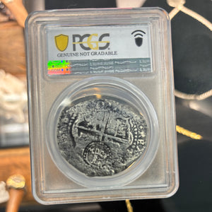 La Capitana Shipwreck of 1654 - 8 Reales -  Crowned "L" - 14k Shark Mount