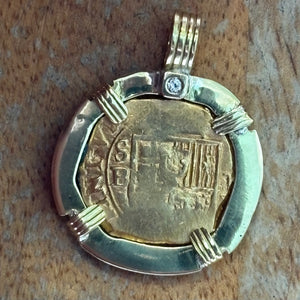 Spanish gold coin -  1 Escudos - Philip II - Assayer "B" (1592-1612)