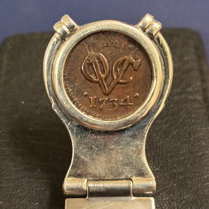 Dutch VOC Copper Duit - "First New York Penny" - Leather Money Clip