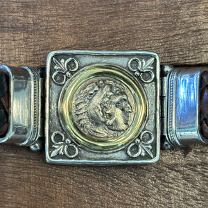 Ancient Greece - AR Drachma - Alexander the Great - Circa 305-281 BCE - Presented in a 14K Bezel with an Italian leather bracelet.