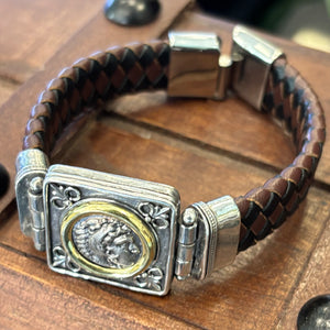 Ancient Greece - AR Drachma - Alexander the Great - Circa 305-281 BCE - Presented in a 14K Bezel with an Italian leather bracelet.