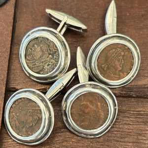 Roman Bronze - AE Bronze - Sterling Silver cuff links