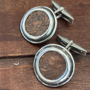 Roman Bronze - AE Bronze - Sterling Silver cuff links