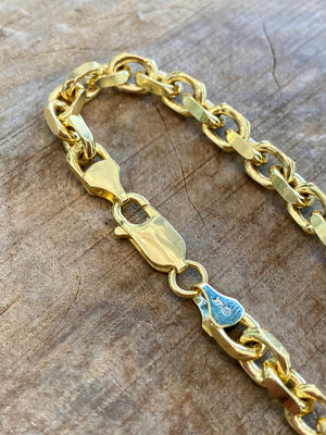Gold Diamond-Cut Anchor Chain