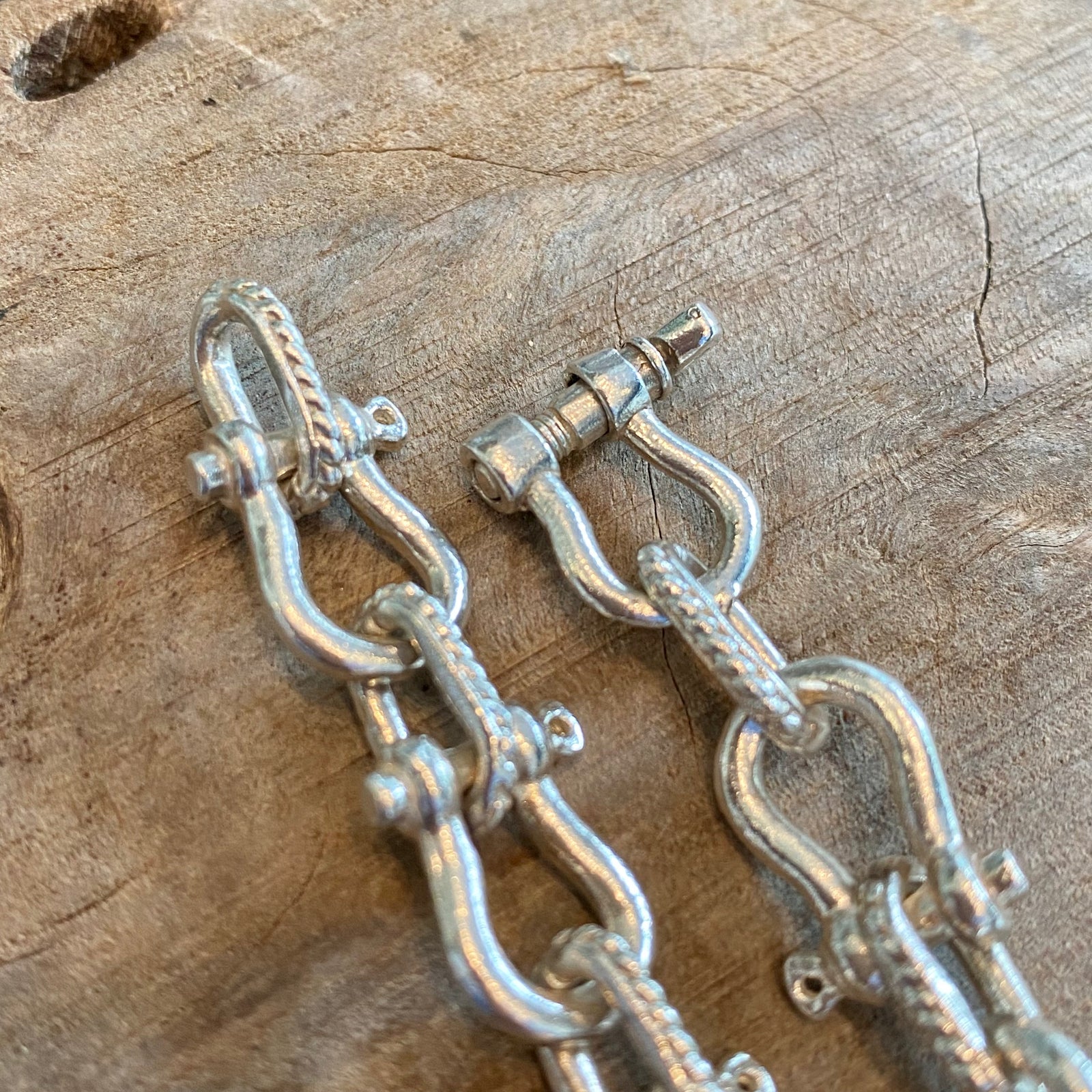 Custom Shackle Chain - Hand Cast in Sterling Silver - 22"