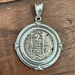 Authentic Spanish Cob - "Beachcomber Series" - 2 Reales - Mounted in Sterling Silver
