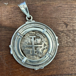 Authentic Spanish Cob - "Beachcomber Series" - 2 Reales - Mounted in Sterling Silver