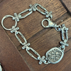 Authentic Spanish cob - 1/2 Reales - Sterling Silver Bracelet
