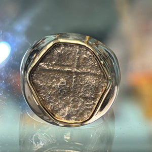 Nuestra Señora de Atocha Shipwreck - 1 Reales - Presented in a custom sterling ring with 14K bezel.