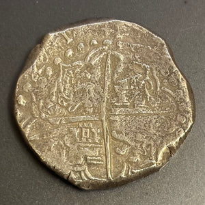 Authentic Spanish Shipwreck Cob - " Shipwreck effects" - Assayer "T" Tapia - Mounted in Sterling Silver