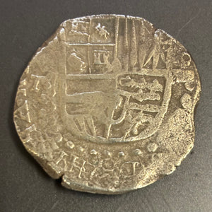 Authentic Spanish Shipwreck Cob - " Shipwreck effects" - Assayer "T" Tapia - Mounted in Sterling Silver