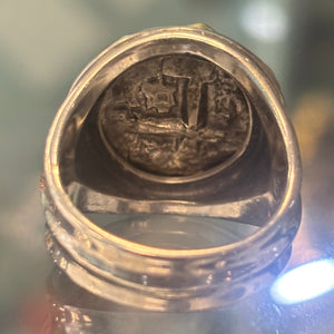 Authentic Spanish Cob - Unknown Shipwreck - 2 Reales Coin Ring in 18K Bezel