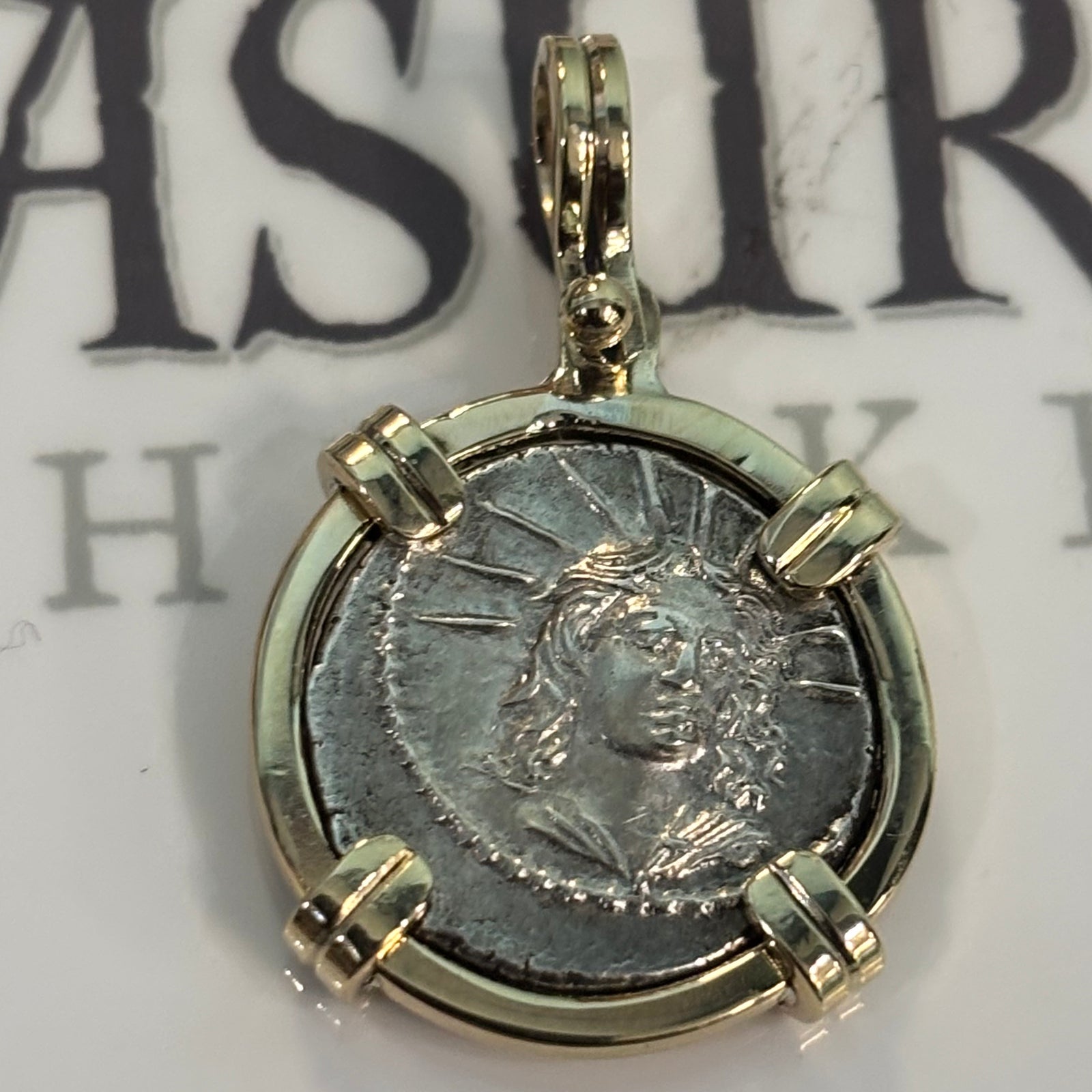 Authentic Ancient Roman - Helios and Venus Cloacina - AR Denarius - Circa 42 BCE