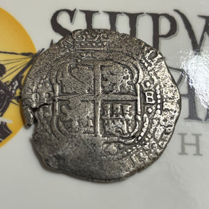 La Capitana Shipwreck - 8 Reales - Date: 1654 - Assayer: "E"  (1651-1679)