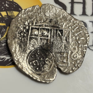 La Capitana Shipwreck - 8 Reales - Date: Not Visible - Assayer: "O" (1649-1651)